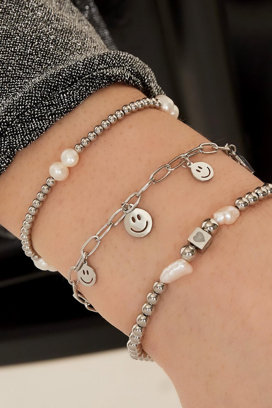 Bracelet beads with pearls Gold Color Stainless Steel Picture2